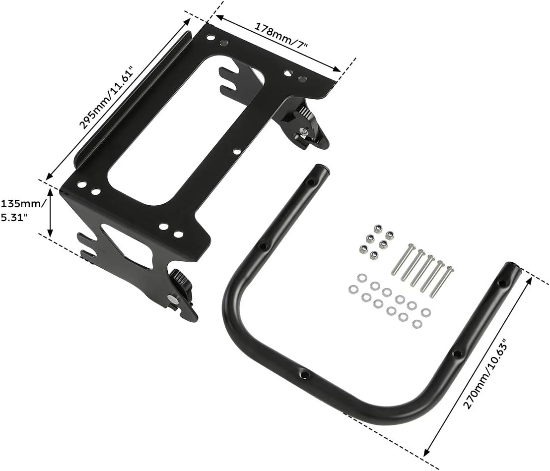 XFMT Black Detachable Two Up Luggage Rack Trunk Mounting Rack For 1997-2008 Harley Touring Pack Road King Street Glide Road Glide Electra Glide