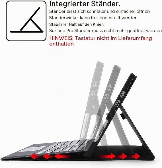Omnpak Schutzhülle für Microsoft Surface Pro 7+(2021)/ Surface Pro 7(2019)/ Surface Pro 6(2018)/ Surface Pro 5(2017)/ Surface Pro 4 Verstellbarer Betrachtungswinkel kompatibel mit dem