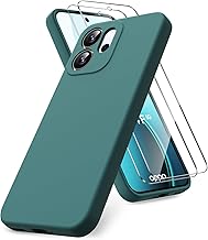 Cover Compatible with OPPO Reno 14 F/14 FS 4G/5G, 2 Protective Films in Tempered Glass, Rubber Liquid Silicone Gel Shockproof Case – Night Green