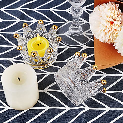 Btgllas Set Of 6 Crown Glass Tealight Candle Holder,Votive Candle Holders For Wedding, Party, Home Decoration, Jewelry Storage Tray (Glass, Gold6Pcs) #TOP6