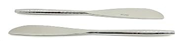 VIBHSA Stainless Steel Dinner Knives Set of 6 Pieces Hammered, Silver Glossy