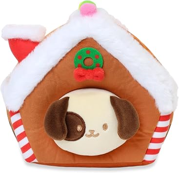 Anirollz Stuffed Animal Plush Toy Christmas Outfitz Plush Doll | Soft, Squishy, Warm, Cute, Comfort, Safe | Birthday Gift Kawaii Puppy Dog in Gingerbread House X-Mas Puppiroll
