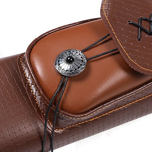 TOPARCHERY Traditional Shoulder Back Quiver Bow Leather Arrow Holder with Large Pouch Handmade Straps Belt Bag Brown by Toparchery - Used condition - Image 7