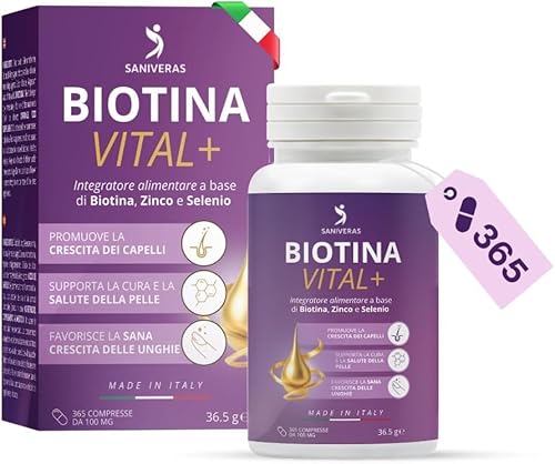 SANIVERAS Biotina INTEGRATORE PER CAPELLI, UNGHIA, PELLE - Vitamine Anticaduta