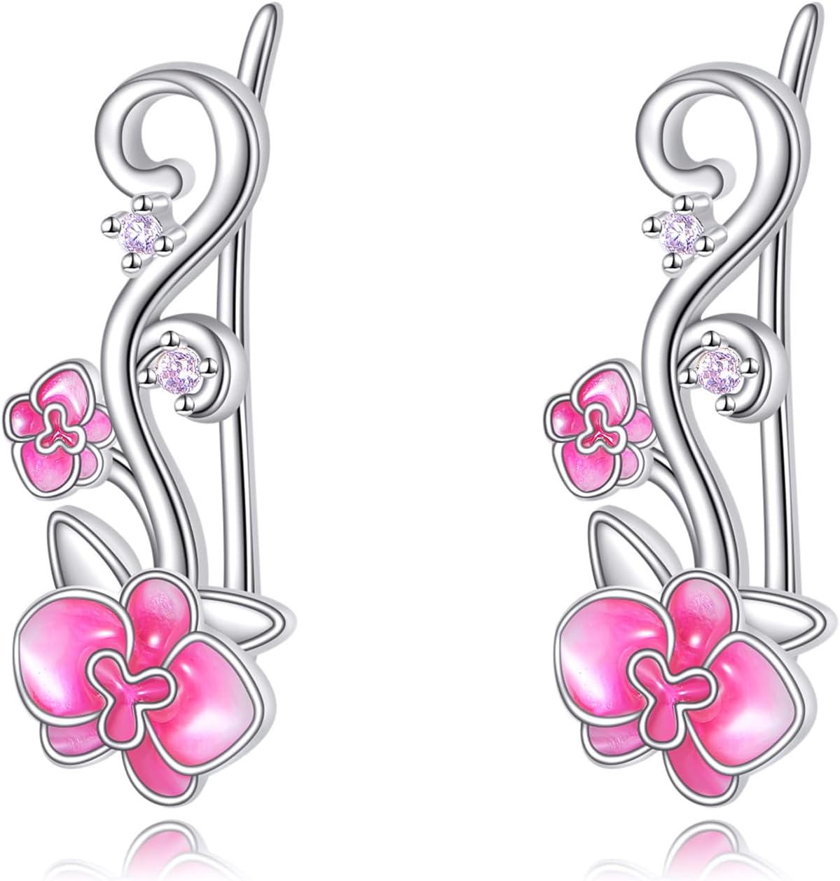 TIGER RIDER Orchid/Dragonfly Filigree/Spiral/Stars/Rose Flower Ear Cuffs Earrings Jewelry Gifts For Women 925 Sterling Silver Ear Climbers Ear Crawlers for Mother