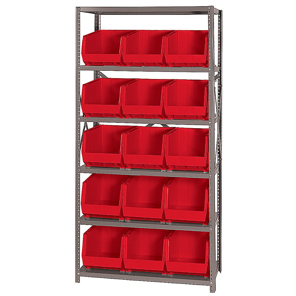 36" Wide Shelving With ExtraLarge Bins 36X18x75" (15