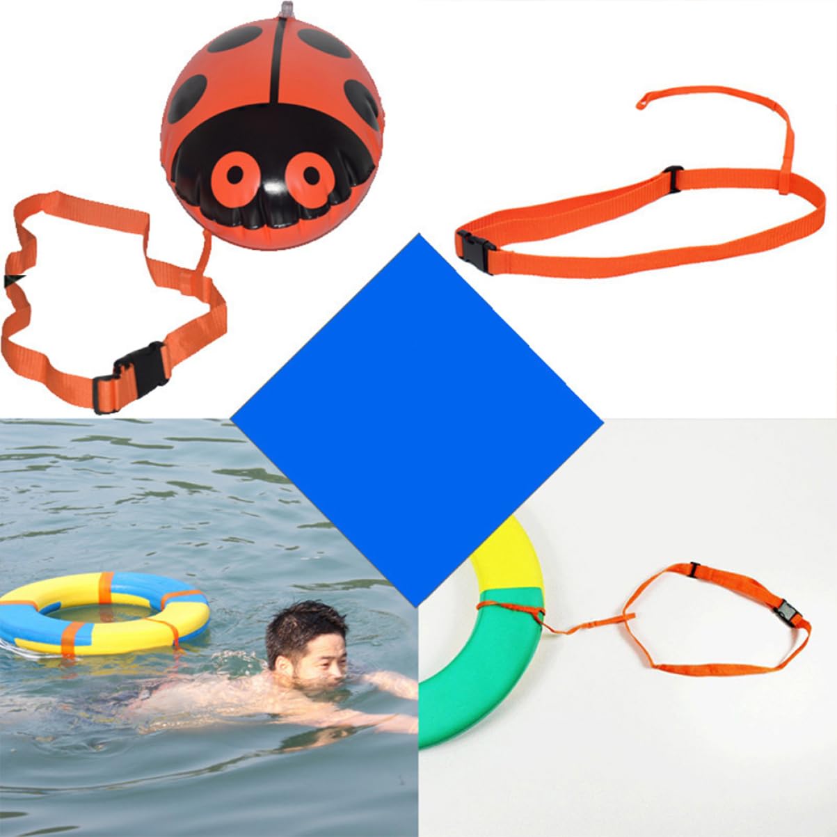 Happyyami Corda Di Sicurezza Di Emergenza Acquatico Trainare Piscina Nuotata Soffio Impermeabile Sospeso Palo Nuoto Estrattore Nebbia Bolla Barca Kit Acqua Di Corda Orange