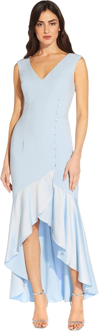 Adrianna Papell Satin Crepe Hi Low Hem Dress