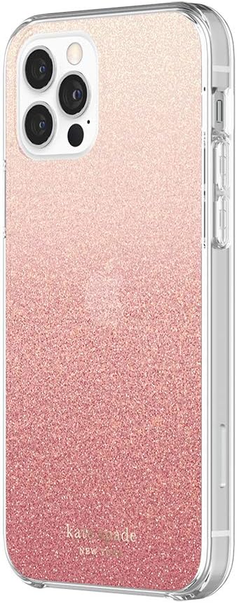 kate spade new york Protective Hardshell Case Compatible with iPhone 12 & iPhone 12 Pro - Glitter Ombre Sunset Pink/Multi