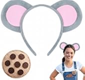 IGMaryBox Mouse Ears Headband with Cookie Clip for Women Cute Animal Cosplay Costume Accessory for Halloween Party and Fancy Dress