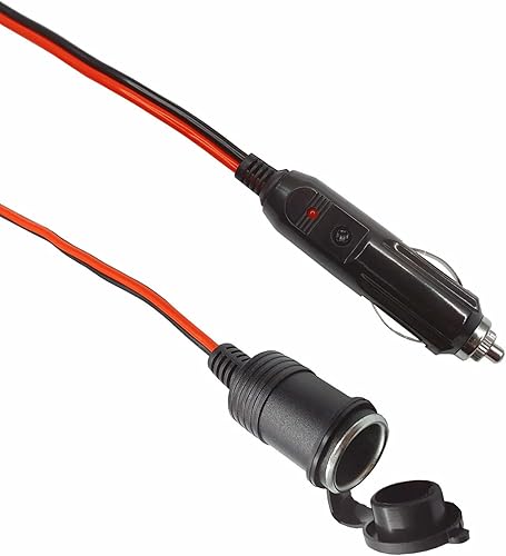 Miniatura 9 de Cable de extensión para encendedor de cigarrillos, enchufe macho de 6 pies a enchufe hembra, adaptador de cable de extensión con indicador de luces