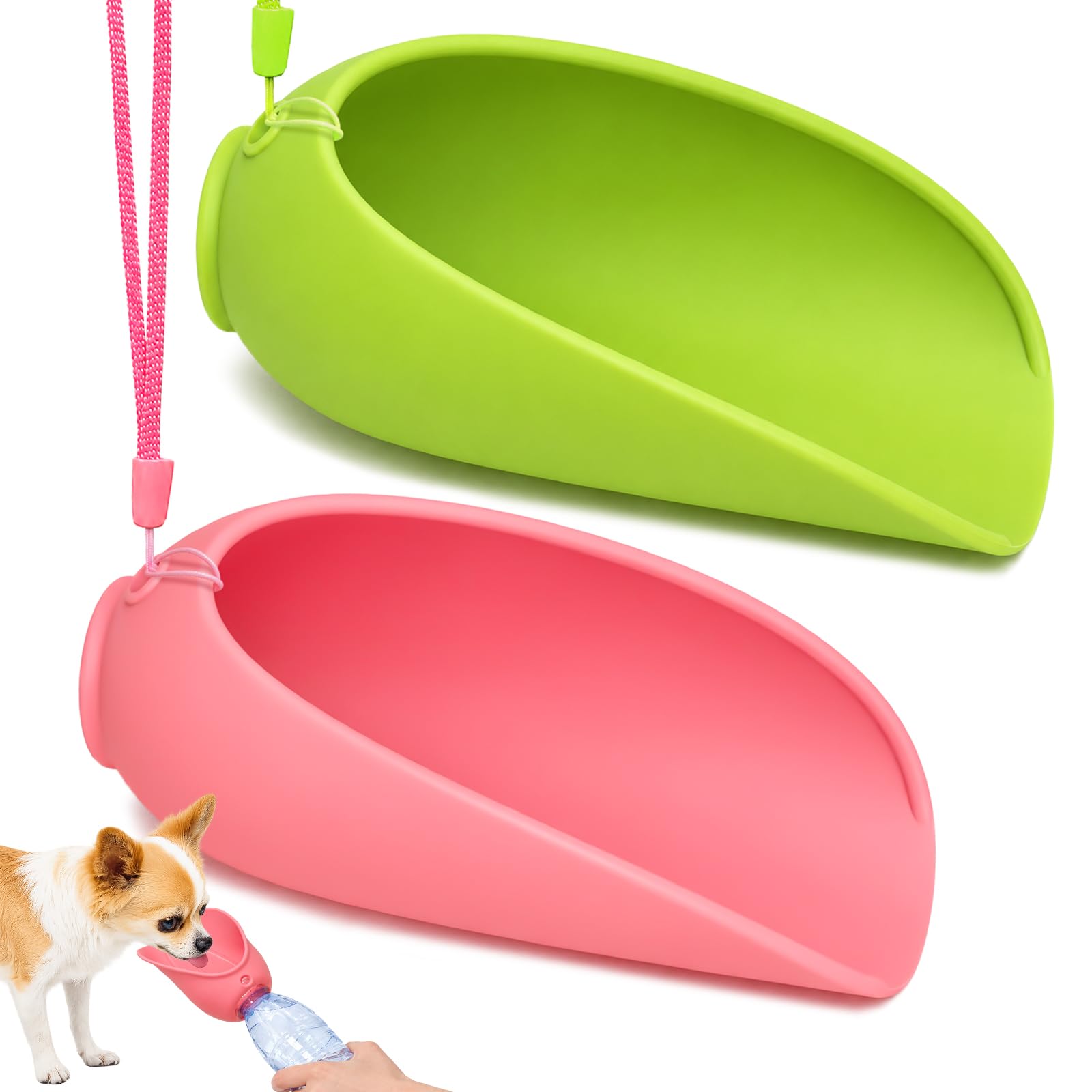 Photo 1 of 2-Pack Foldable Silicone Dog Water Bowls, Leak-Resistant Travel Bowls