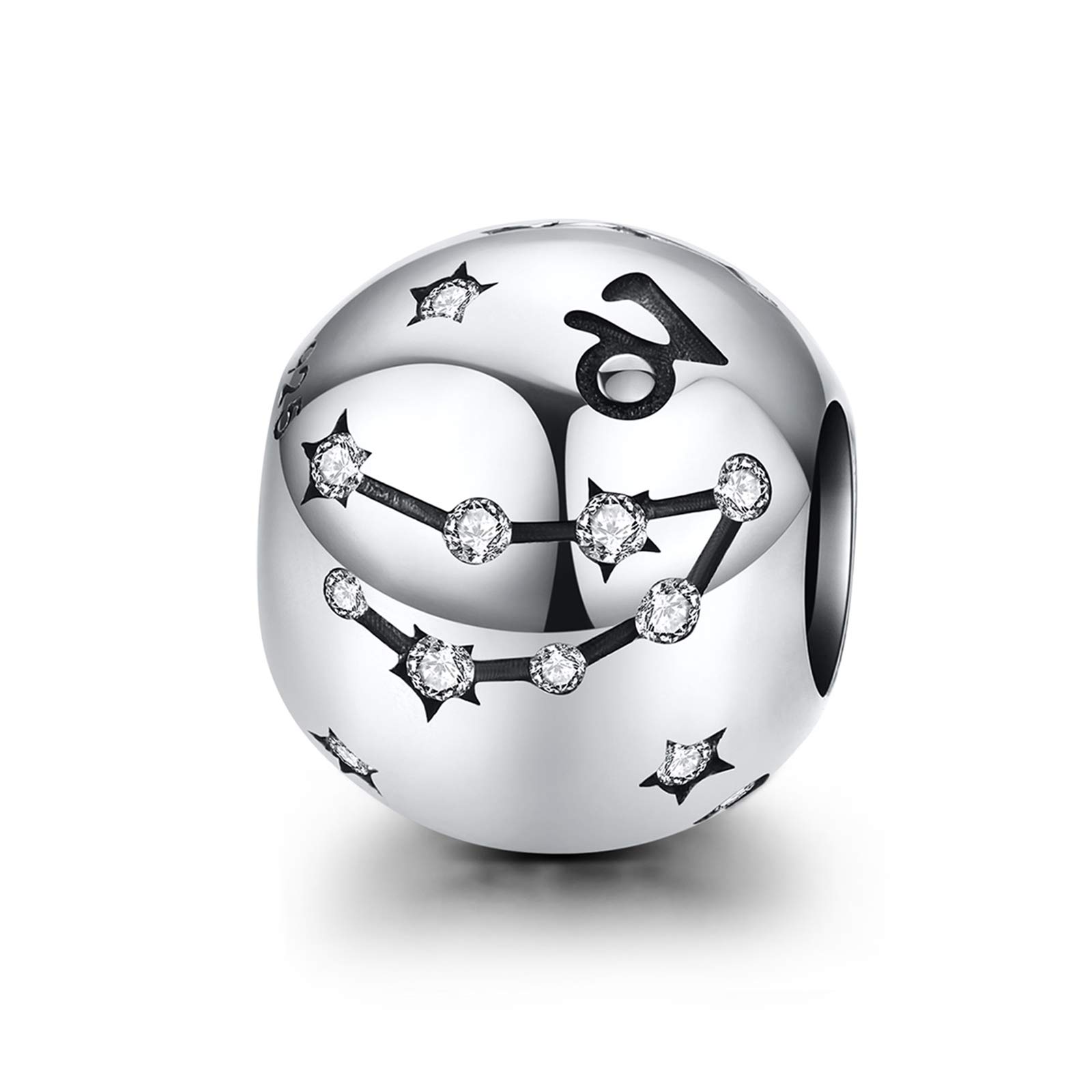 LaMenars12 Constellation Charms 925 Sterling Silver Zodiac Beads Compatible with Pandora & European Bracelet, Meaningful Birthday Gift