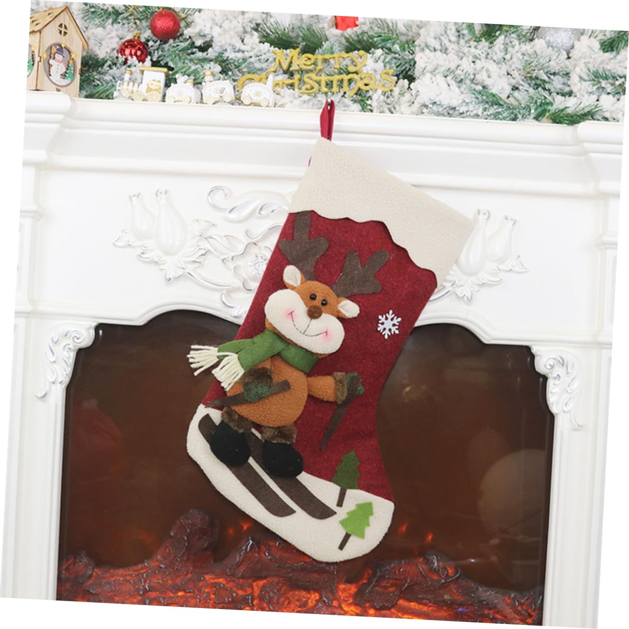3stücke Weihnachtsstrümpfe Mit Schneemann Weihnachtsmann Und Elch Motiven Süßigkeitenstrümpfe Für Geschenke Und Snacks Bemalte Geschenktüte Als Hängedekoration Für Festivals Und He