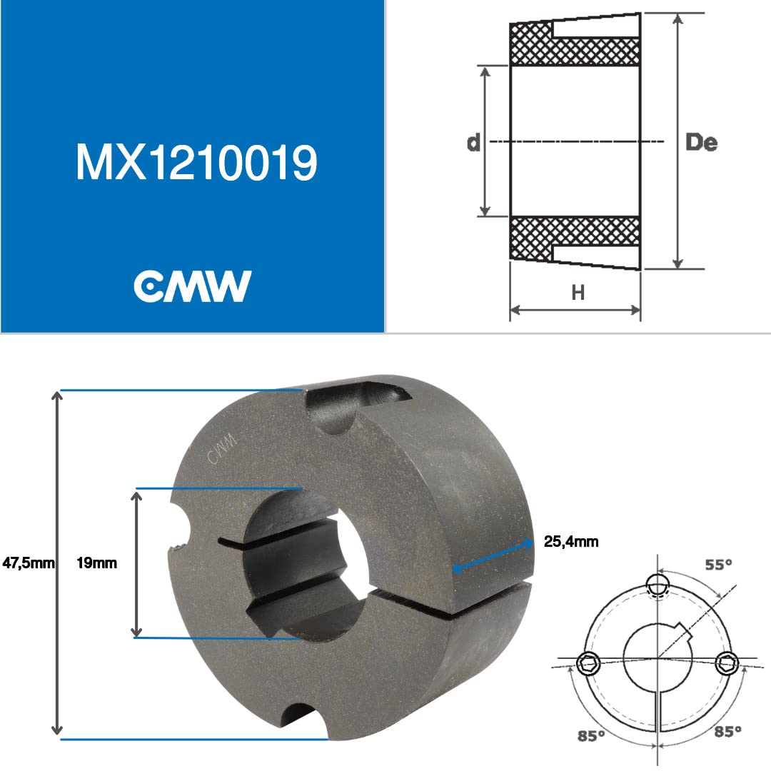 CMW - Bujes desmontables 1210 con eje de 19 mm de diámetro