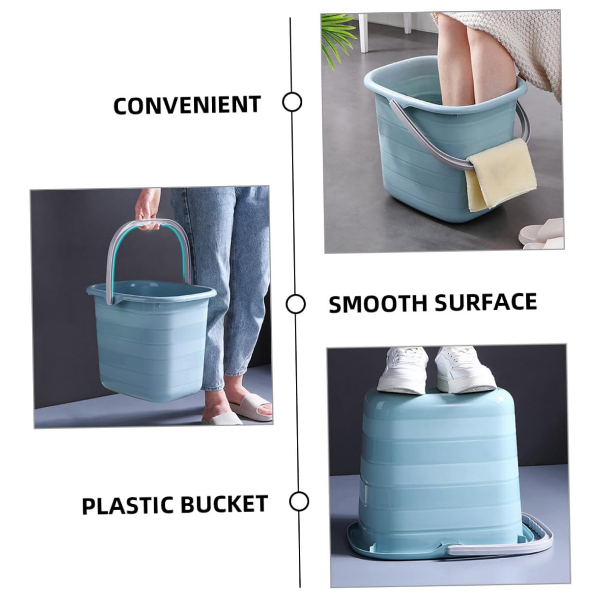 Yardenfun Secchio in Plastica Rettangolare Manico per Giardinaggio e Aziende Agricole, Contenitore Acqua Resistente Antiscivolo e Buona Capacità di Carico