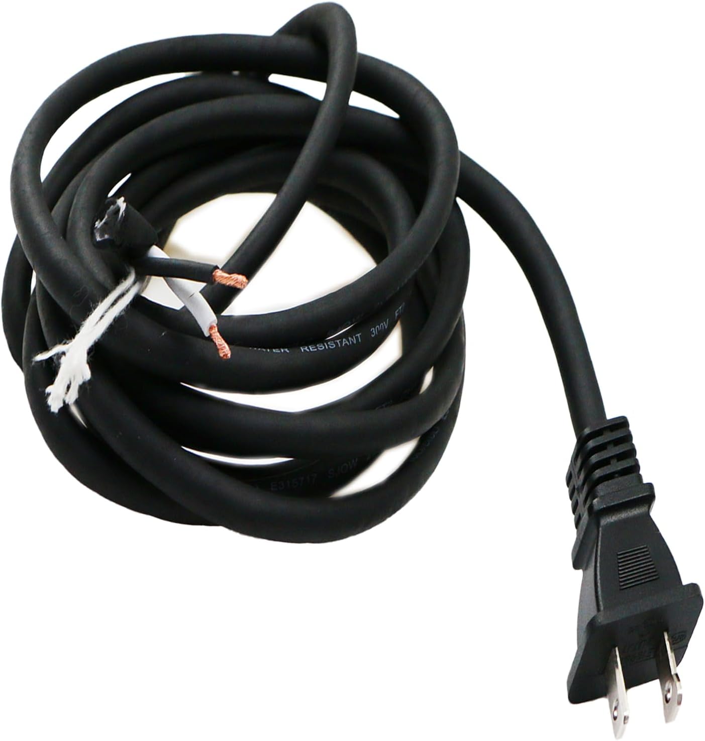 10 Feet Power Tool Cord Replacement,2 Prong 16AWG Oil Resistant Waterproof Rubber Flexible Cord (3.1Meters,Black) (16A2Prong)