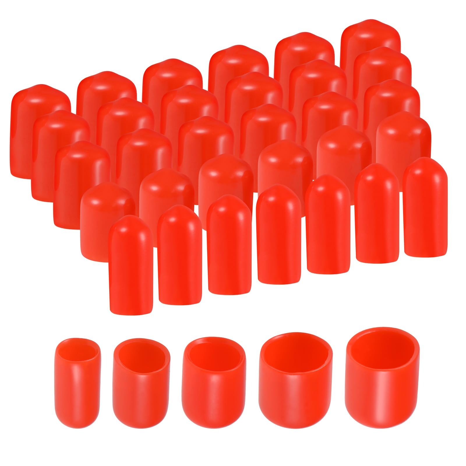 QUARKZMAN 100Pcs Tapones de Goma Redondos 6mm 9mm 12mm 16mm 19mm Cubierta de Vinilo Rojo Protectores de Rosca de Tornillo Kit de Surtido