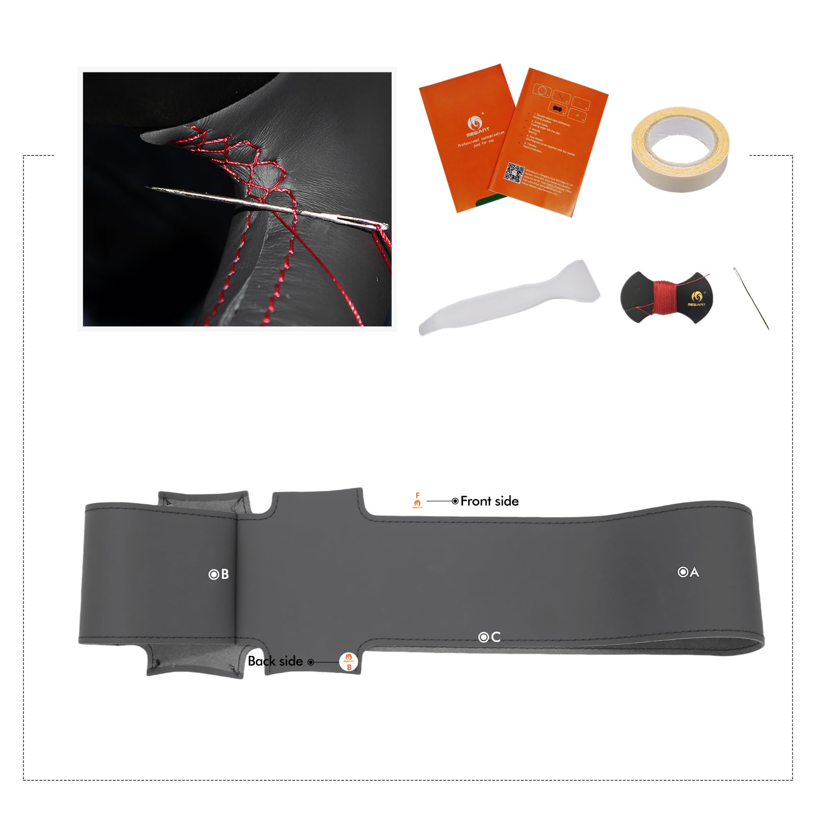 MEWANT Fundas para Volante de Coche Cosida a Mano para Land Rover Defender 2013-2018 Cubierta del Volante Accesorios para Land Rover Defender | Volante de Coche Cosida a Mano / Land Rover Defender 2013-2018 Accesorios / Land Rover Defender Transpirable Du