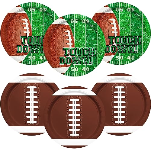 Football Party Supplies Kit - Serve 48 Guests with 9 Inch Paper Plates for Football Birthday Party, Football Gameday, and Tailgate Party Decorations (Mix of 2 Designs)