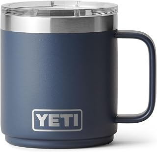 YETI Rambler 10 oz Ceramic Lined Stackable Mug, Vacuum Insulated, Stainless Steel with MagSlider Lid, Navy