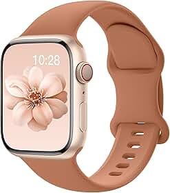 Pulseiras esportivas de silicone compatível com pulseiras de Apple Watch de 40 mm, 38 mm, 41 mm, 44 mm, 45 mm, 42 mm, 49 mm femininas e masculinas, pulseira de substituição esportiva macia e