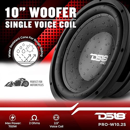 Miniatura 2 de DS18 PRO-W10.4S - Altavoz woofer de 10 pulgadas, cono resistente al agua, 700 W de potencia máxima, 4 ohmios SVC, perfecto para aplicaciones de