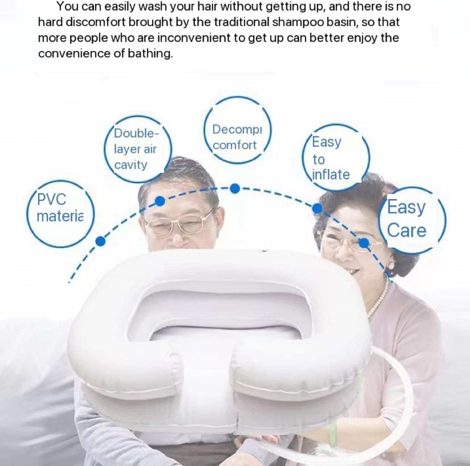 Bed-Ridden Shampoo Basin Patients with Elderly Home Care Pregnant Women Adult Lying in Bed Inflatable Care