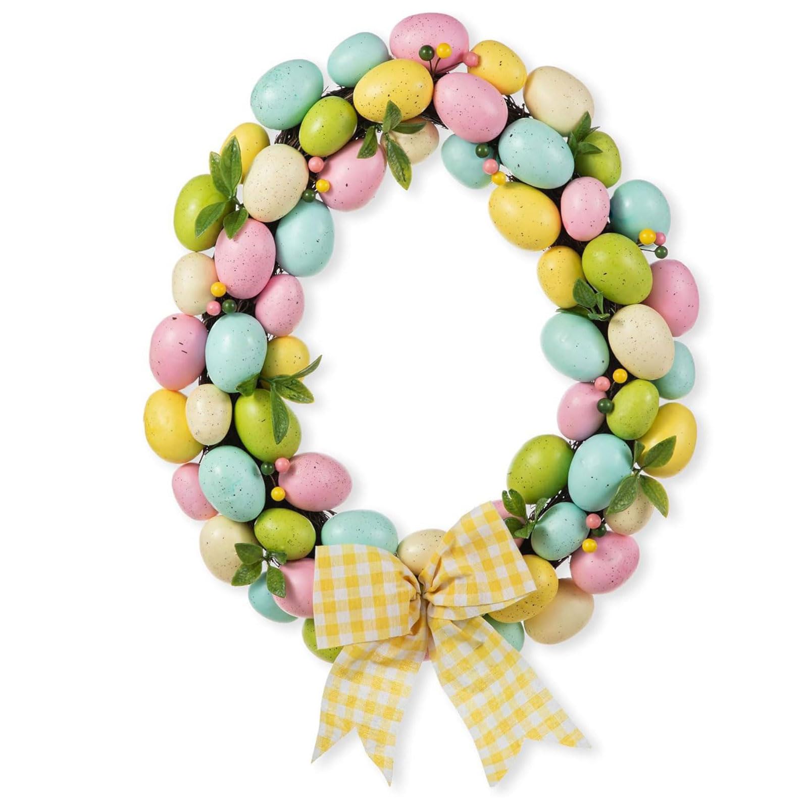 Tsophreniq Spring Season Wreath Decoration Faux Easter Eggs Flower Construction Garland for Outdoors Wedding Wreath
