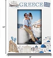 Vista 8 de ELLA BUSTA - Marco de fotos Grecia para boda, compromiso, luna de miel, vacaciones en Grecia, símbolos de diseño con estampado UV (vertical de 5 x 7)