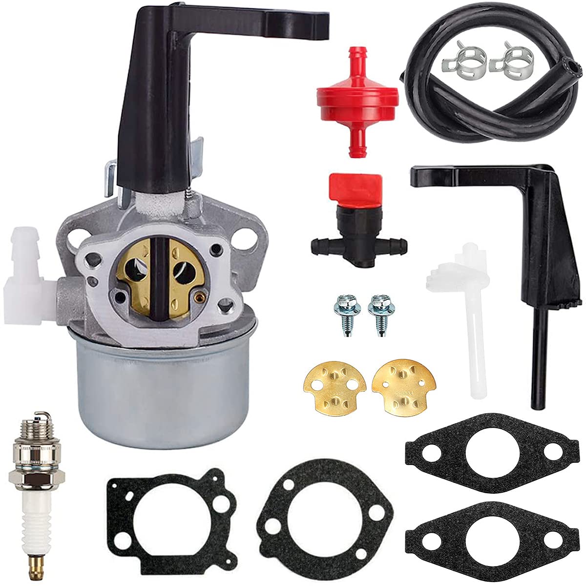 ZAMDOE 696065 697422 Sostituzione del carburatore per Briggs & Stratton 110402 110412 Motore Orizzontale del timone, con Guarnizione di Montaggio Tubo del Carburante Filtro del Carburante Candela