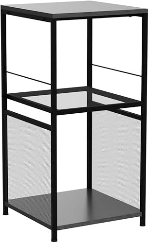 Miniatura 4 de Black Nightstand Record Player TableTurntable Stand with Record Storage 3-Tier Modern Side End Table for Living Room Bedroom Office