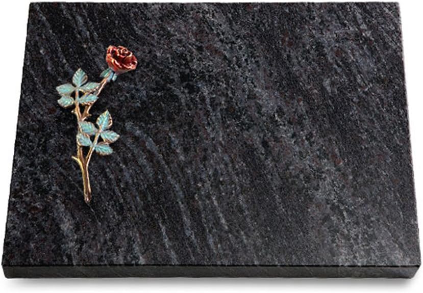 MEMORUM Grabtafel Wave - Aruba Granit Mit Gravur & Bronze-Ornament