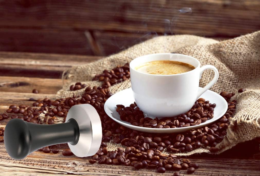 HOMEE Espresso Tamper 51mm, Barista Coffee Tampers, Stainless Steel Base Coffee Press Tool- Black
