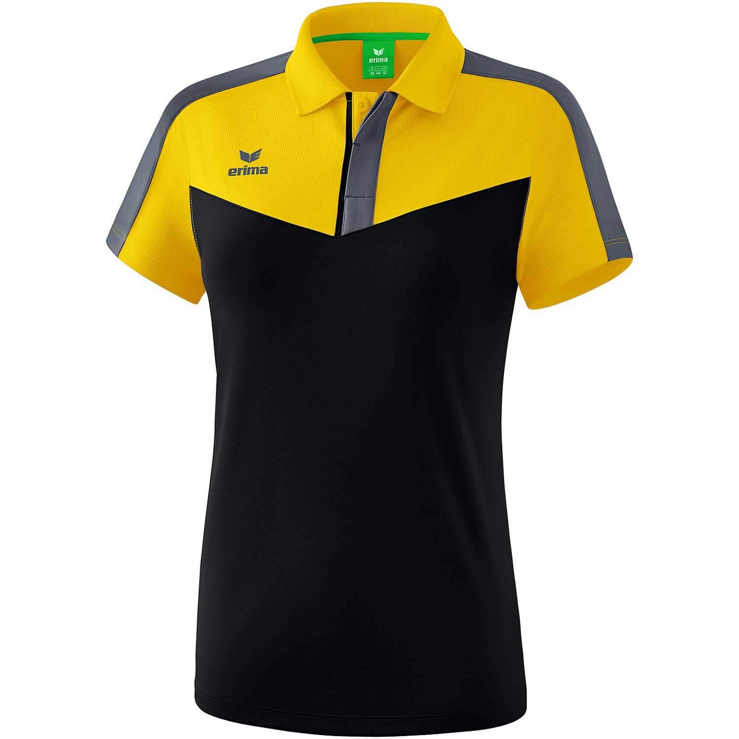 Erima Squad Polo Shirt - Yellow/Black/Slate Grey, Size 34