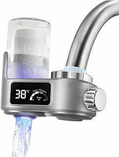 Wasserhahnfilter mit Aktivkohle, reduziert Chlor & Gerüche, sauberes Wasser für Küche & Bad, einfache Installation für Wasserhahn ohne Strom – inkl. Filterkartusche