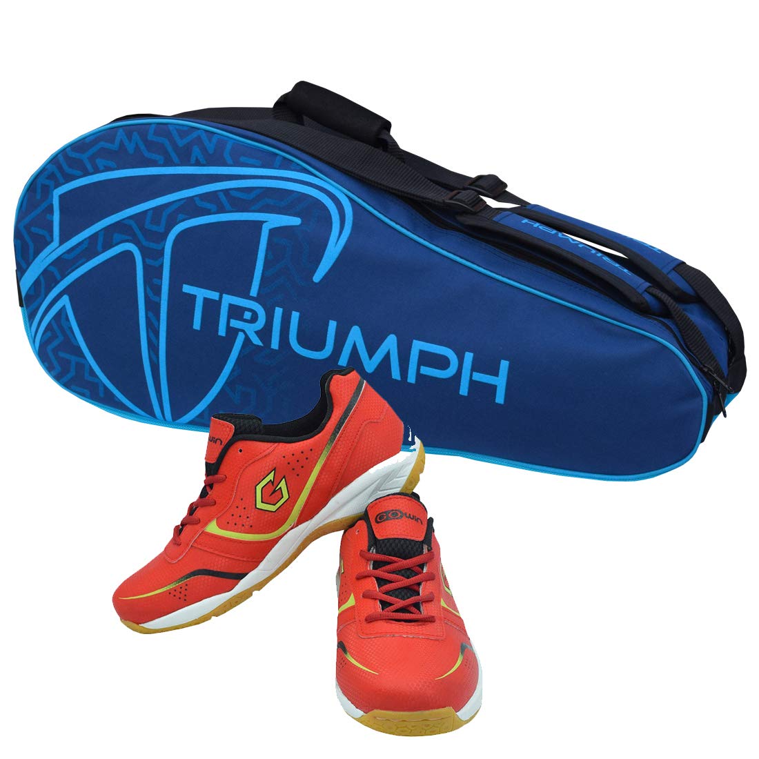 Gowin Badminton Shoe Smash Red Size-6 with Triumph Badminton Bag 303 Navy/Sky-image-40