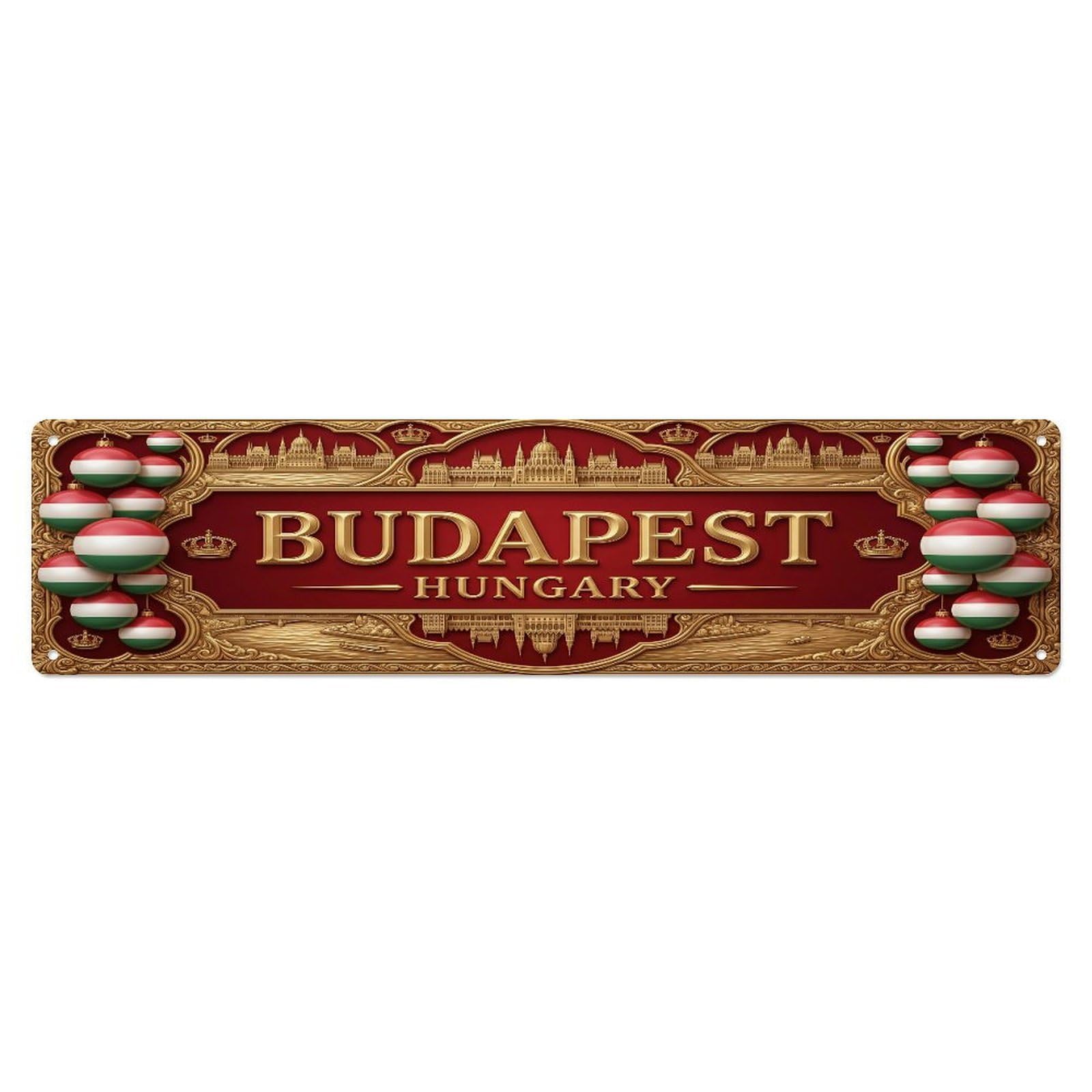 Xanthor Style Metal Tin Sign Vintage Budapest Hungary Flag Pattern 1