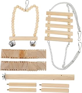 Mipcase 13 Pçs Acessórios De Balanço De Brinquedo De Pássaro Periquito Brinquedos De Pequeno Pássaro Papagaio Mastigar Araras Gaiola De Balanço De Pássaro Poleiros Suporte De Brinquedo