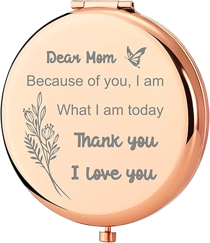 Casfine Regalos personalizados para mamá Regalos de espejo compacto grabado con agradecimiento para mamá Los mejores regalos para mamá de hijo