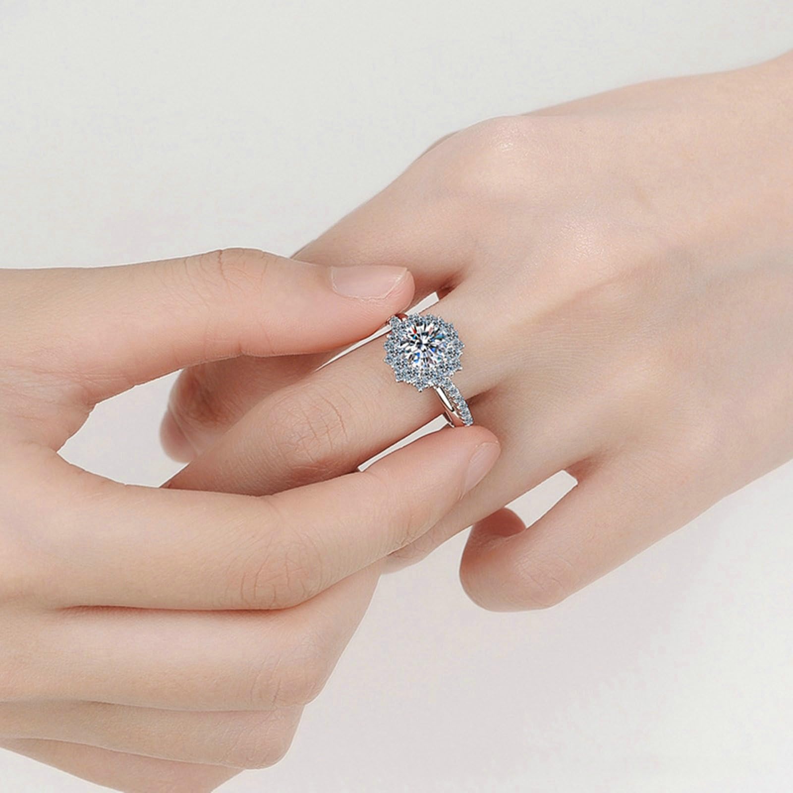 Anillo de compromiso para mujer, oro blanco de 14/18 quilates, 1 quilate, con diamantes cultivados en laboratorio