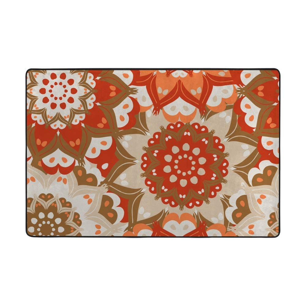 Tapis de sol super doux velours épais orange corail 152x99 cm pour décoration maison