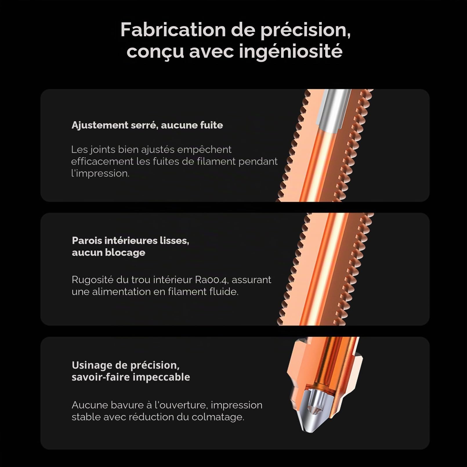 Creality Unicorn Kit Nozzle à Changement Rapide pour Imprimante 3D K2 SE, K1C, Ender 3 V3, Buse en Cuivre Tri-métal Haute Vitesse et Alliage Titane et Kit Buse à Changement Rapide pour K1C