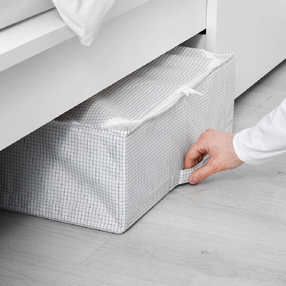 IKEA STUK Aufbewahrungsbox für Unterbett, 55 x 51 x 18 cm, inkl. TSA-Schuhtasche, Weiß / Grau Küche, Haushalt & Wohnen