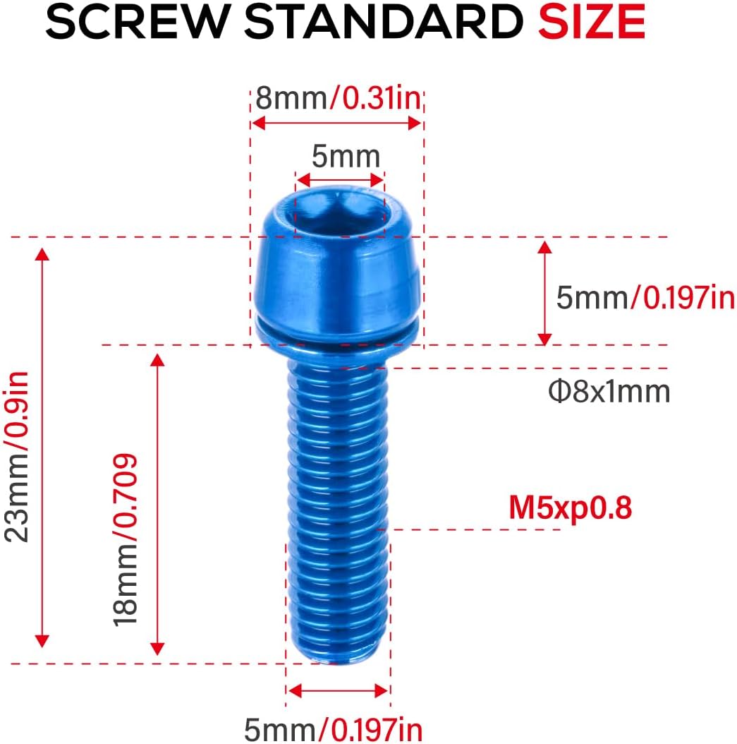 CNC Bike Stem Bolts，Stem Bolts for BMX/MTB/Road Bike with Washers（Red/Blue/Orange/Green/Rainbow）