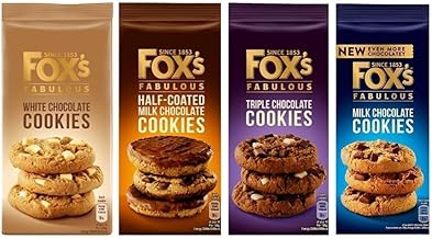 Fox's Fabulous cookies, Four Luxury Flavours of Milk, Triple, Half-Coated & White Chocolate Biscuits for special Occasions, Supreme Gift to share with friends and Family ((4 Mix Flavours))