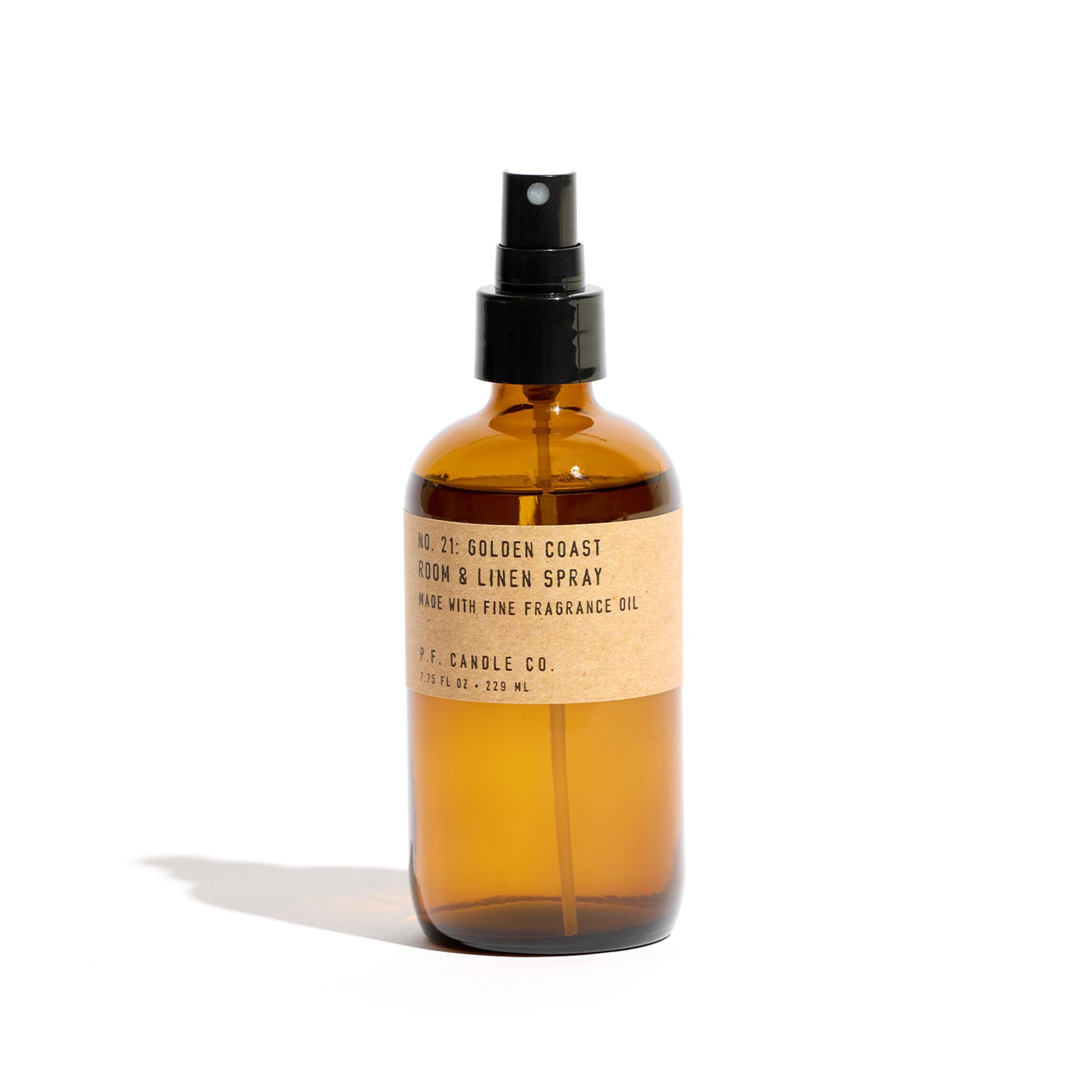 P.F. Candle Co. Golden Coast Scented Room & Linen Spray (7.75 fl oz) Amber Glass Bottle, Fine Fragrance Oil, Quick Fabric and Air Refresher, Made In The U.S.A.