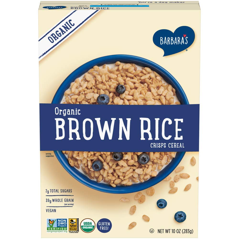 Barbara's Bakery Organic Brown Rice Crisps Cereal, Gluten Free, Vegan, 10 Ounce