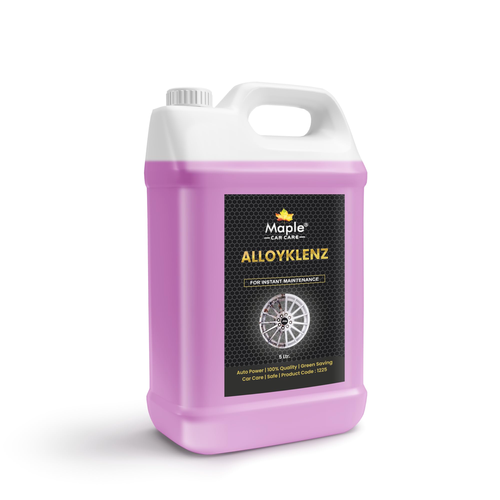 Maple Car Care Alloy Kleanz Acid Safe Based Alloy Wheel Cleaner | Safe for All Wheels Tires and Rims 5 Ltr