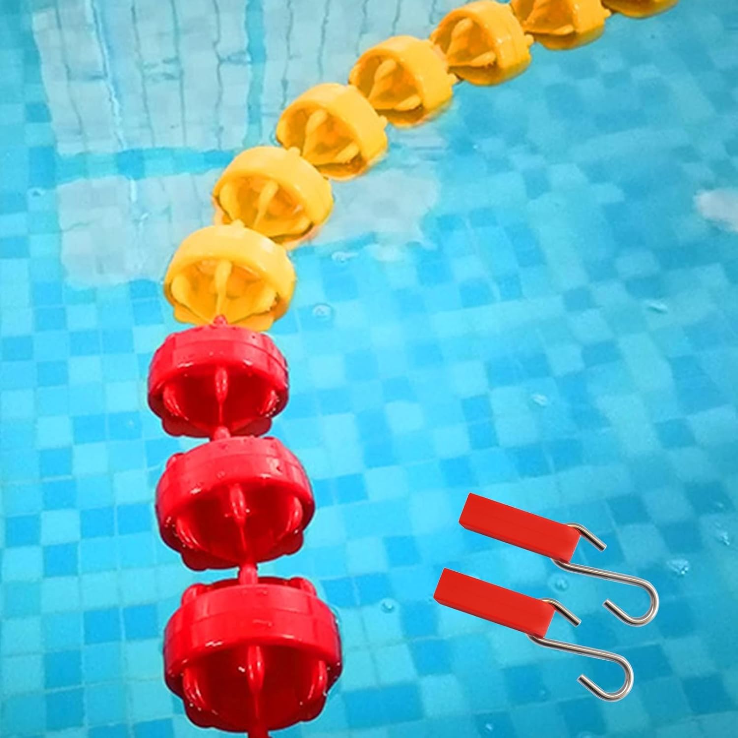 LILANAI Commercial Pool Rope Floats 110m, Deep/Shallow End